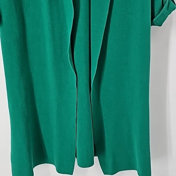 Ann Taylor Green Knee Length Duster Sweater w Rolled Sleeves+Side Slits - Picture 7 of 17